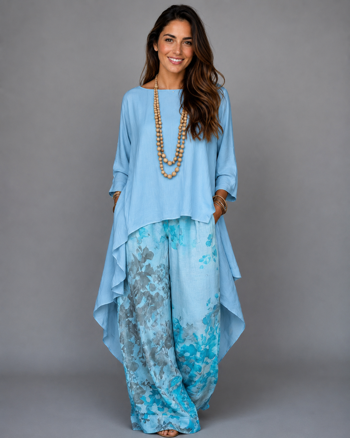 Lunaria | Vestido largo sofisticado con estampado botánico