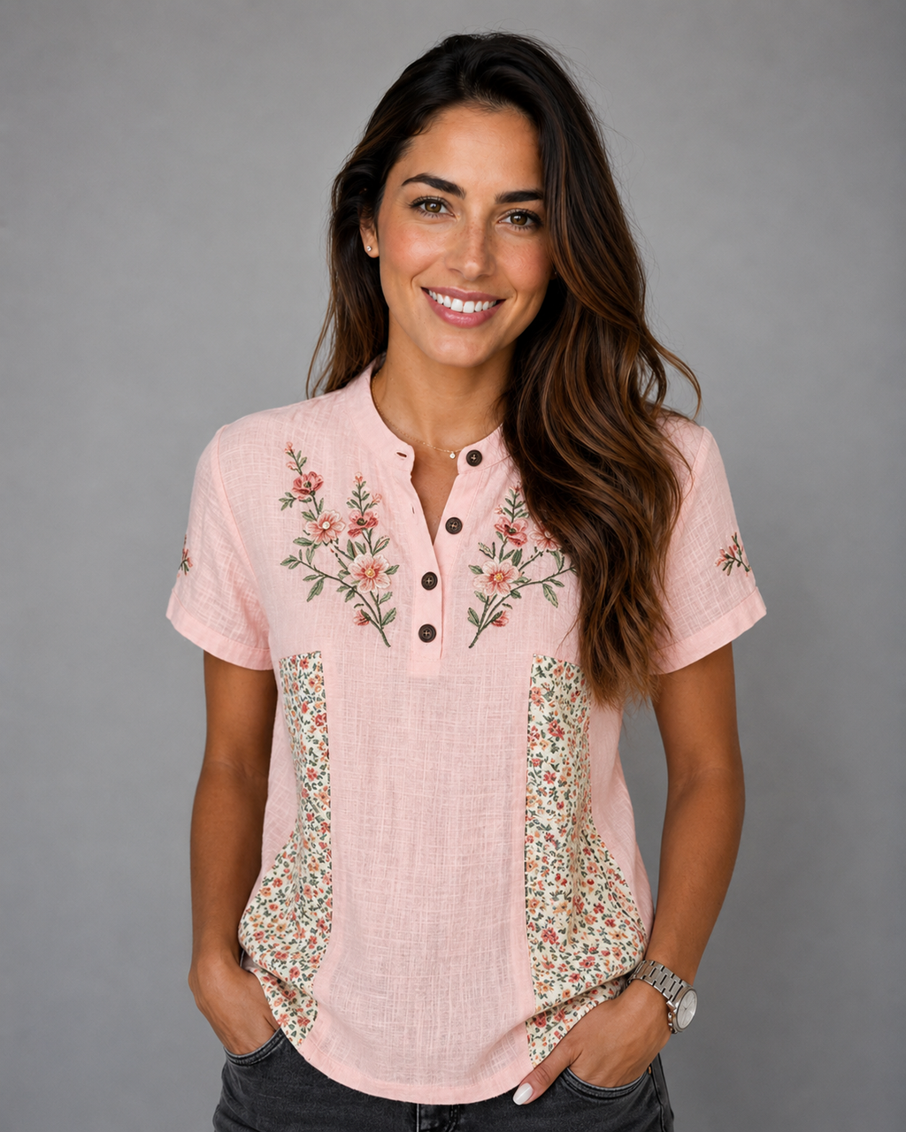 Amaris | Blusa retro con estampado floral elegante