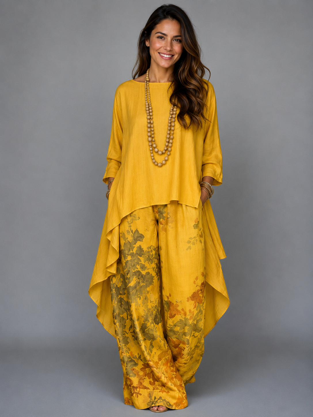 Lunaria | Vestido largo sofisticado con estampado botánico