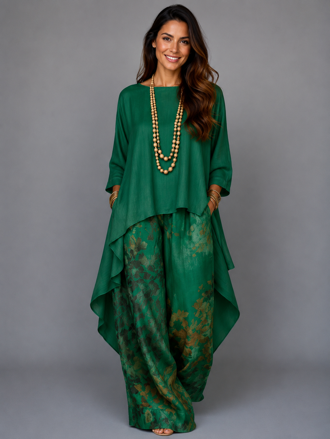 Lunaria | Vestido largo sofisticado con estampado botánico