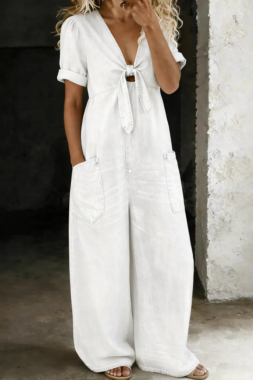 Victoria™ | Mono Denim Elegante de Pierna Ancha