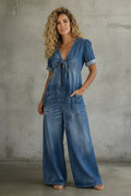 Victoria™ | Mono Denim Elegante de Pierna Ancha
